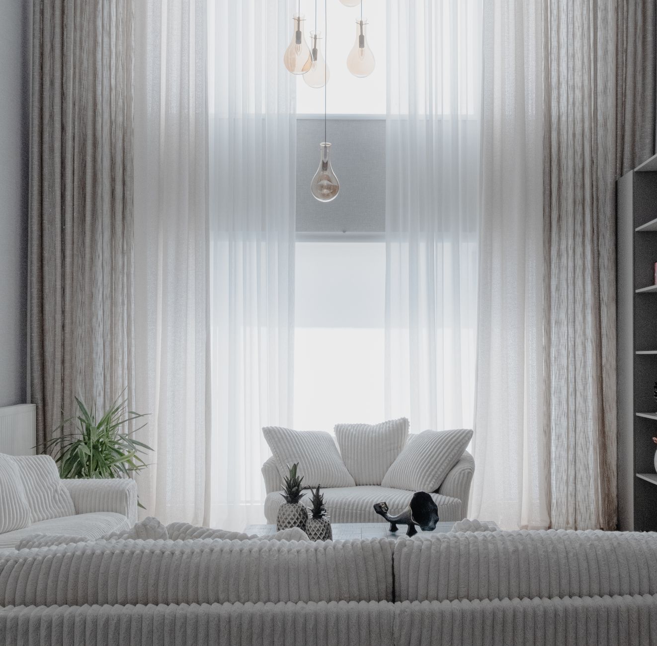 Bright decluttered living room staged to sell